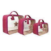 Kit Necessaire Crystal com 3 Estrela em Couro Personalizada